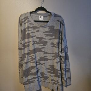 Gray Camouflage Long Sleeve Top